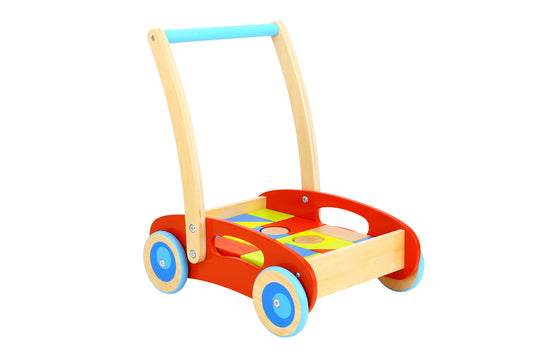 Wooden Baby Walker with Blocks