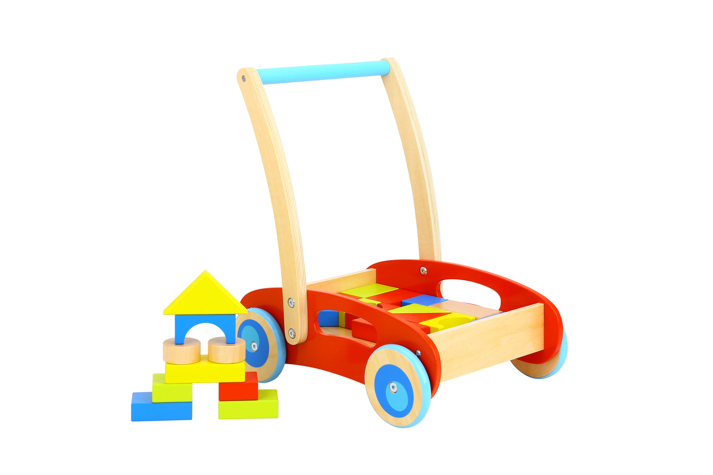 Wooden Baby Walker with Blocks